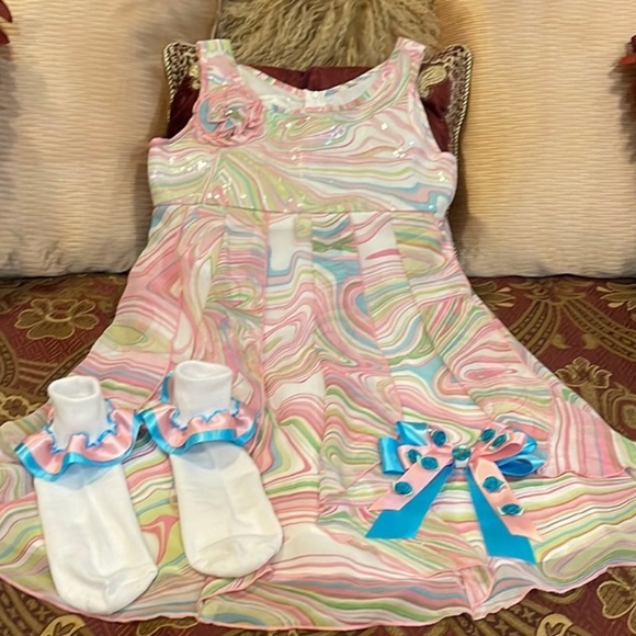 Biscotti Other - Biscotti kids dress size 12 with matching socks and bow